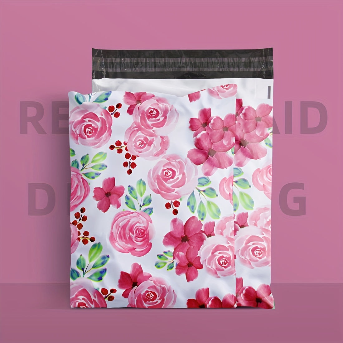 10"x13" Pink Rose Poly Mailers Tear-Proof Polyethylene Shipping Bags