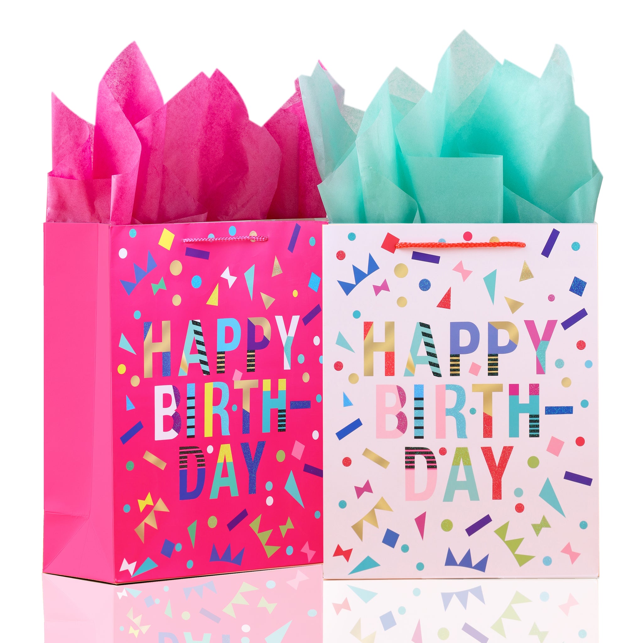 24 Pack Extra Large Birthday Gift Bags with Tissue Paper