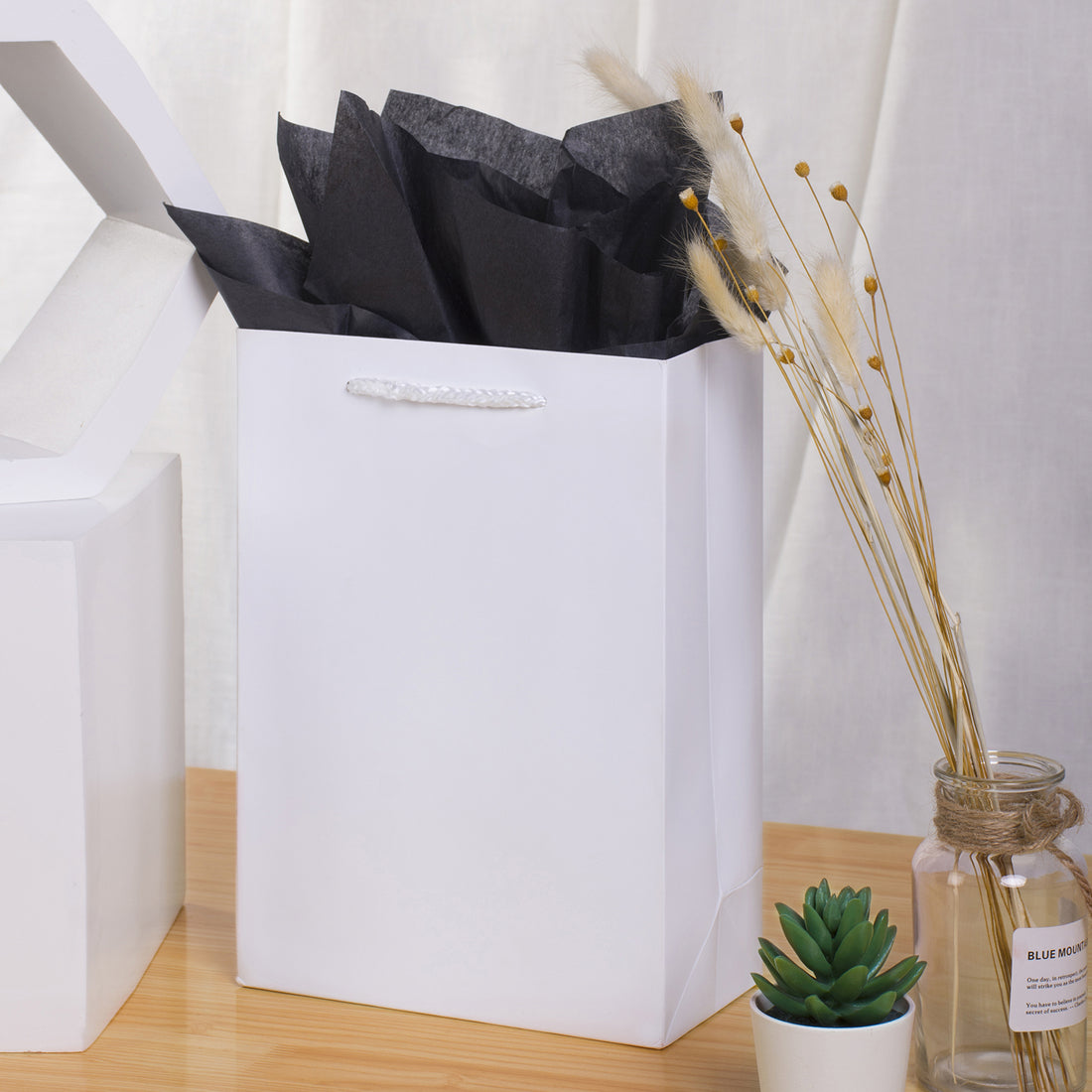 White Gift Bags with Tissue Paper