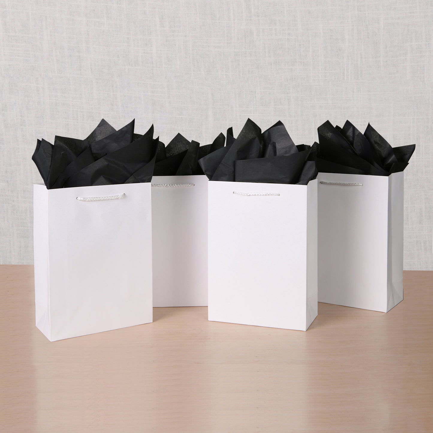 10 Pack White Gift Bags with Tissue Paper