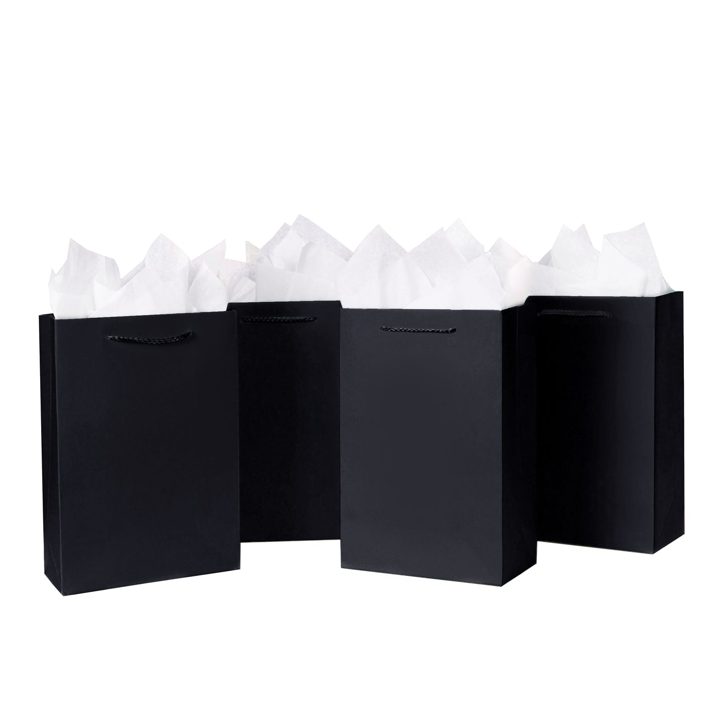 10 Pack Luxury Black Gift Bags with Tissue Paper