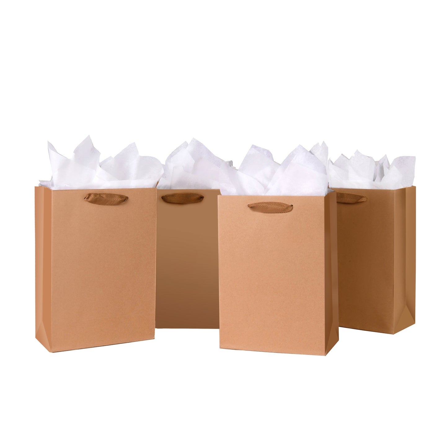 10 Pack Luxury Brown Gift Bags with Tissue Paper