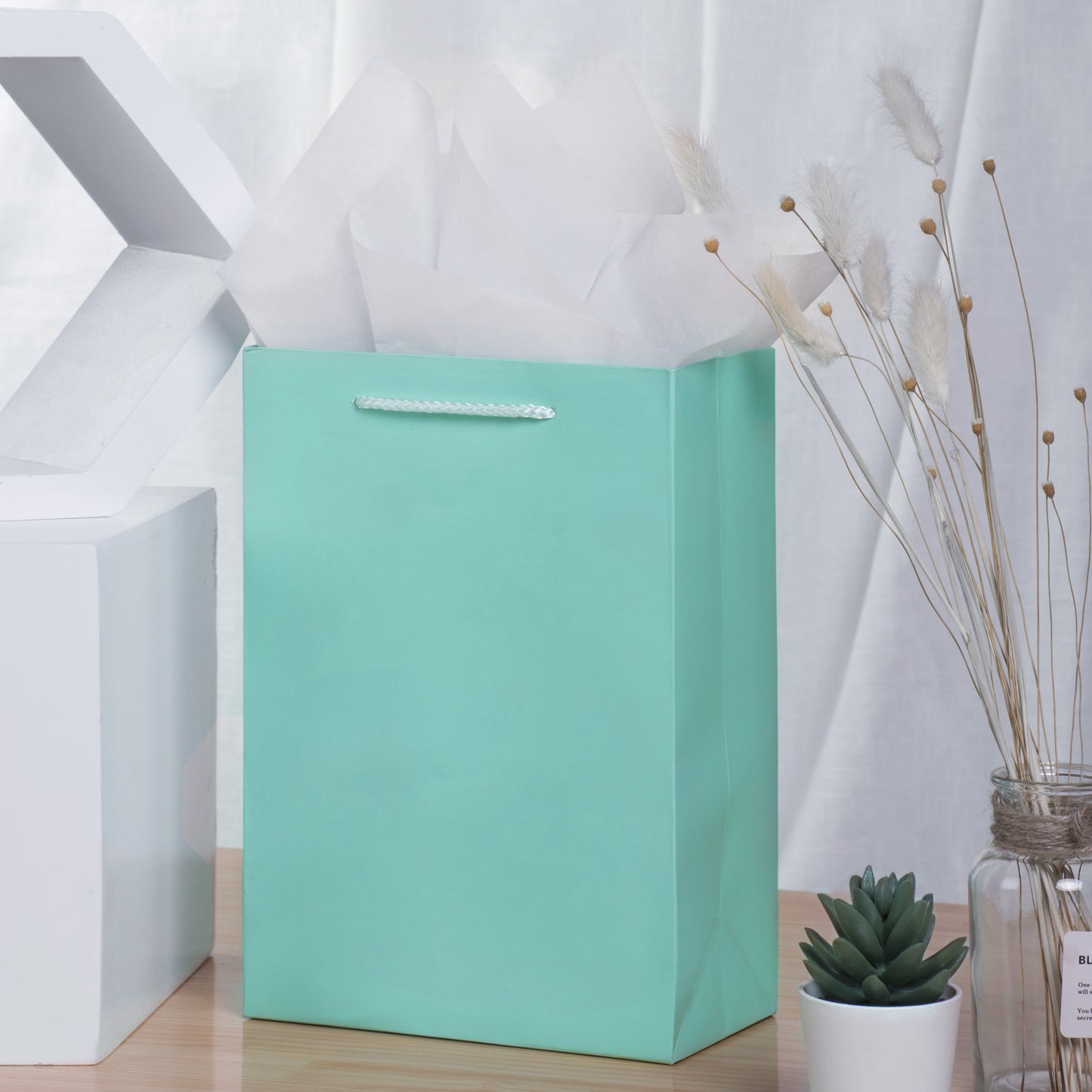 10 Pack Luxury Turquoise Gift Bags with Tissue Paper