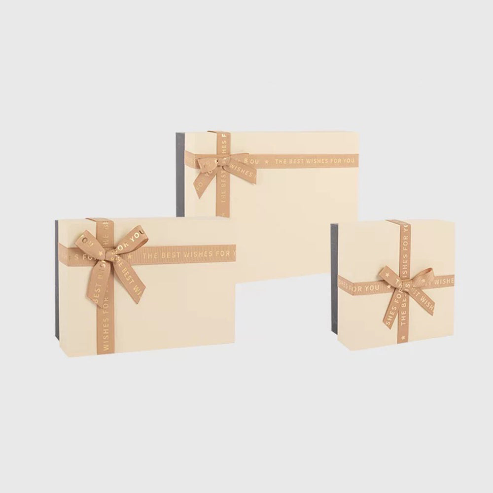 3 Pack Gift Boxes with Lids Medium Beige Gift Box Set