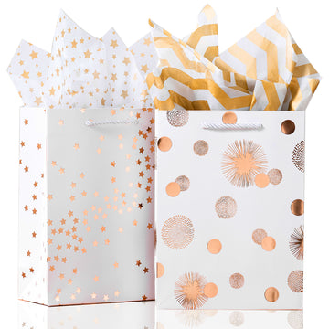 24 Pack Extra Large Gift Bags with Tissue Paper