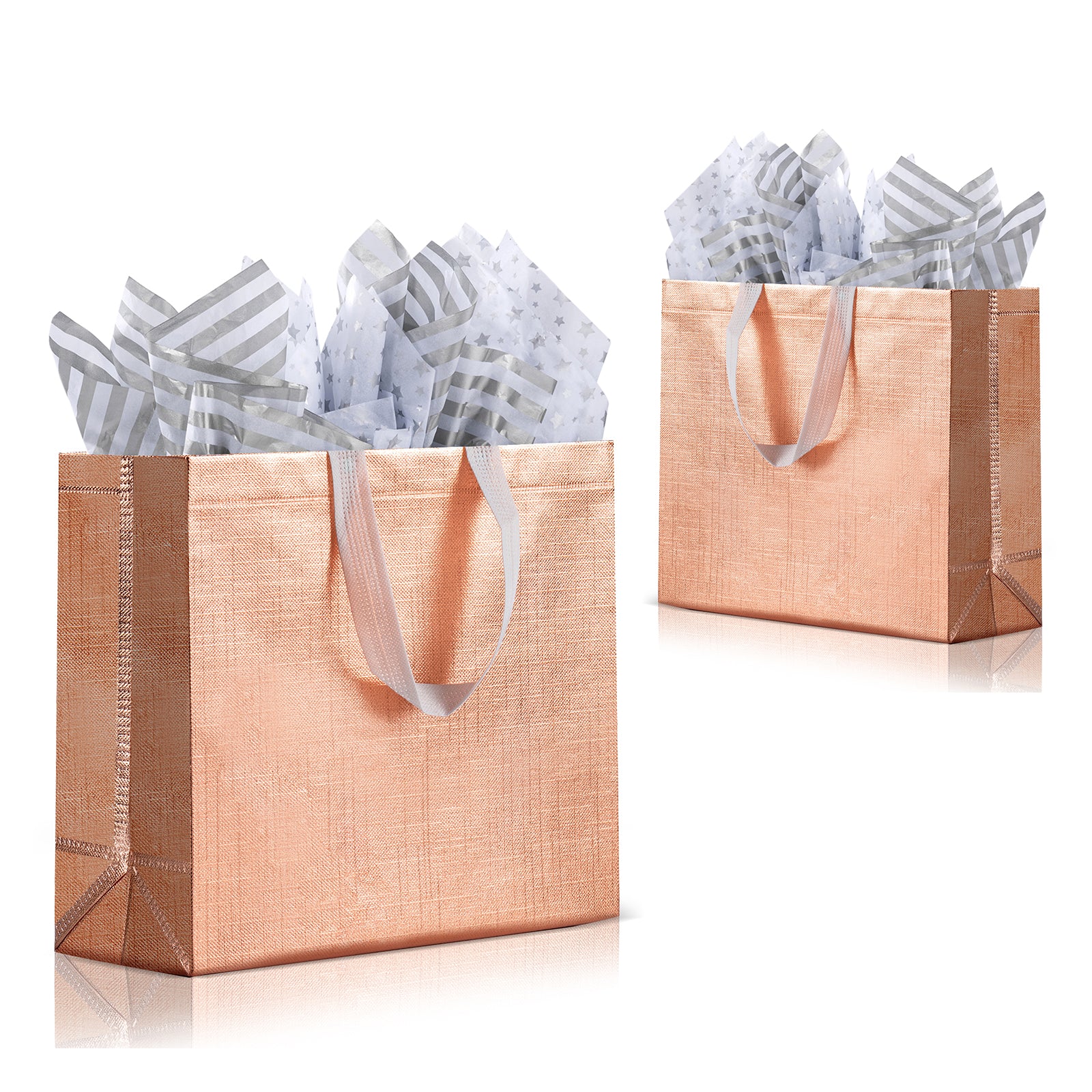 Rose Gold Reusable Gift Bags with Tissue Paper