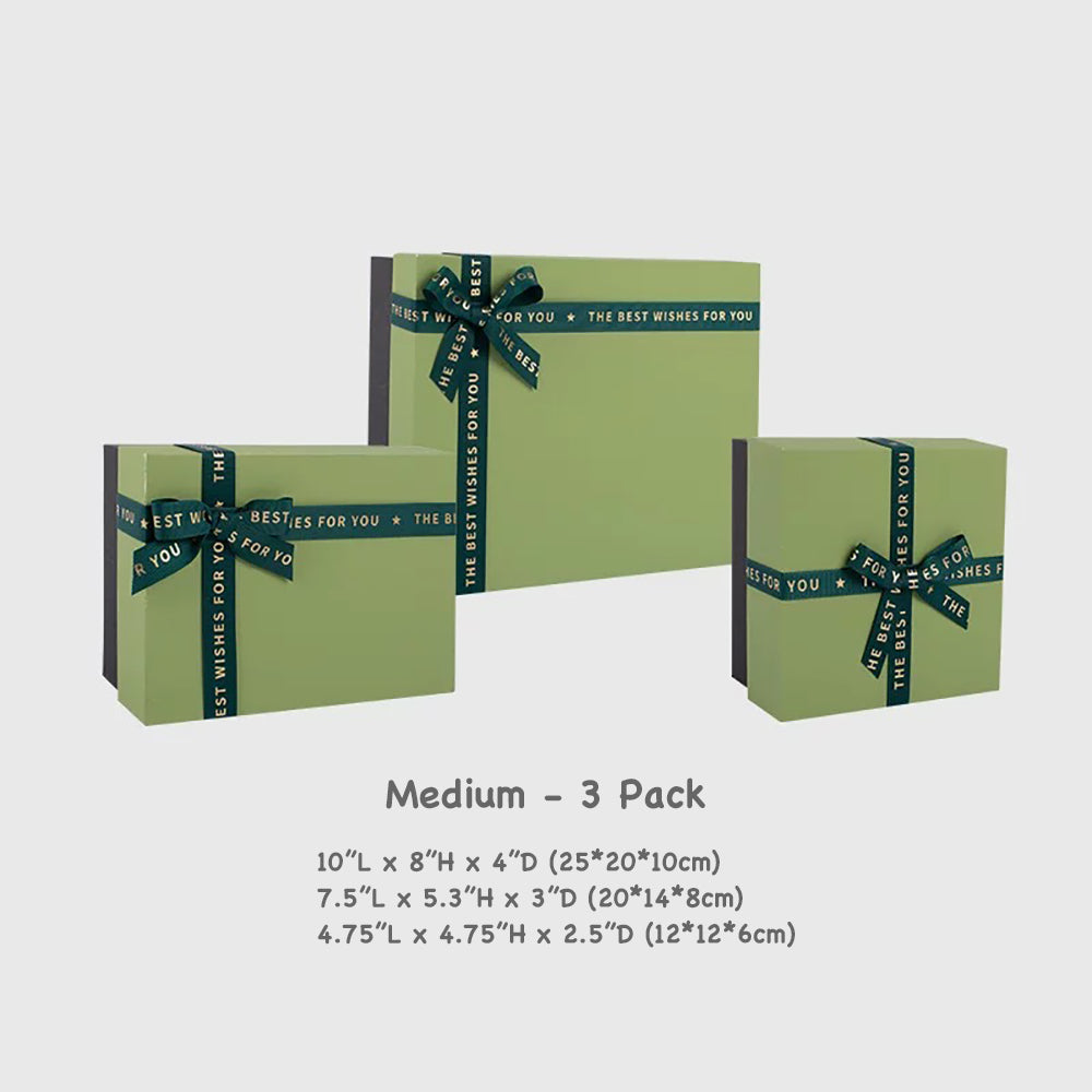 3 Pack Medium Green Gift Boxes with Lids