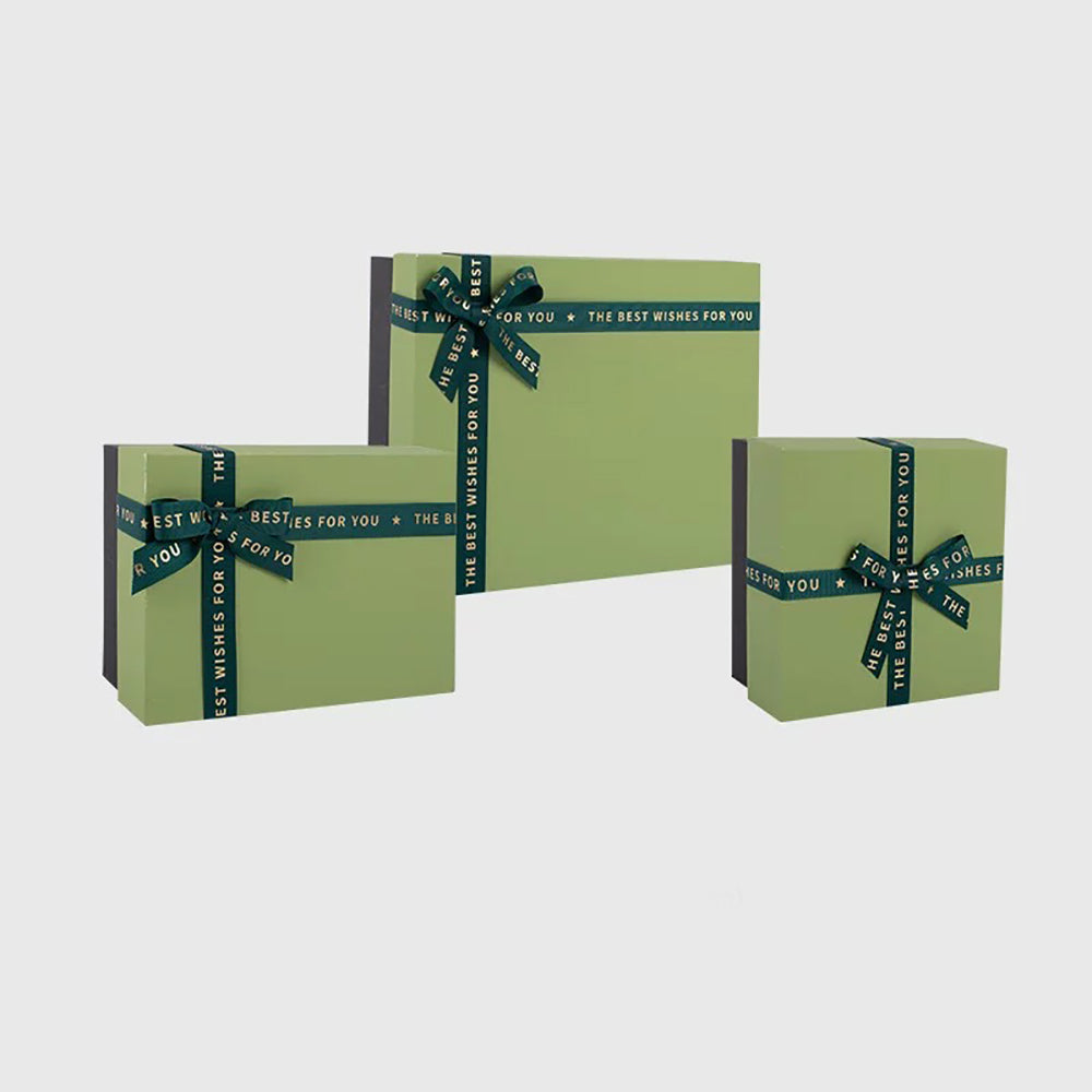 3 Pack Medium Green Gift Boxes with Lids