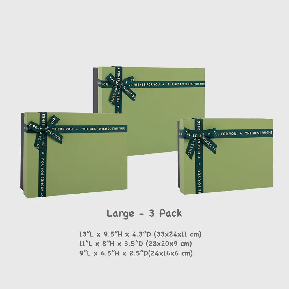 3 Pack Large Green Gift Boxes with Lids