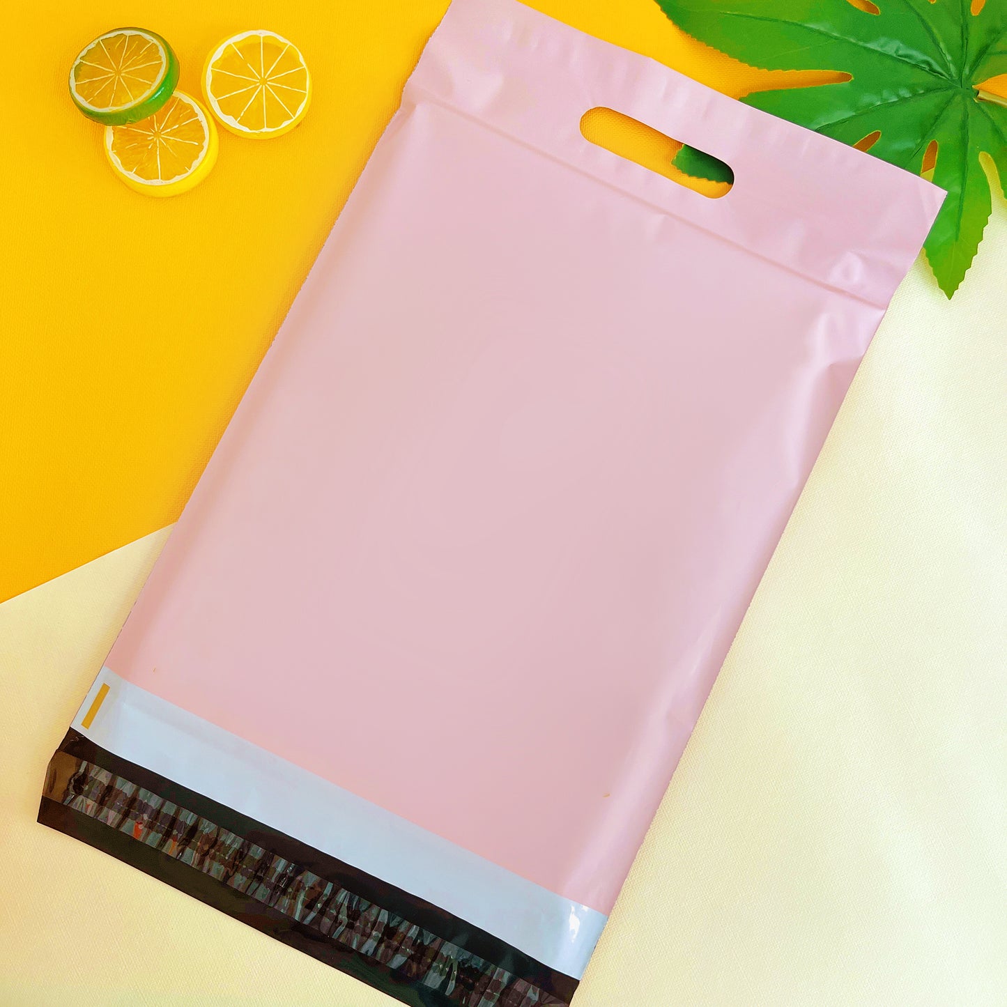 10"x13" Pink Poly Mailers with Handles Tear-Proof Polyethylene Shipping Bags