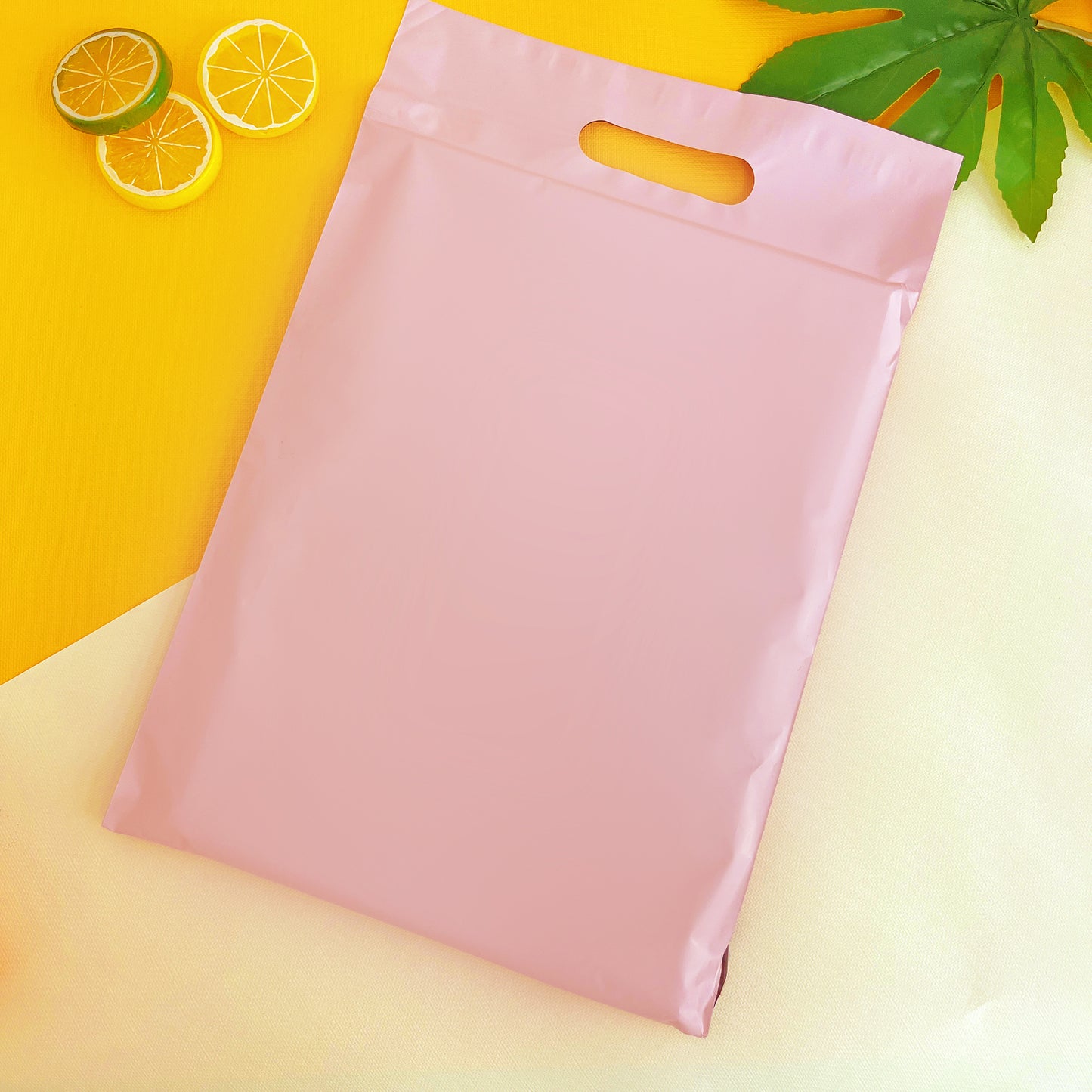 10"x13" Pink Poly Mailers with Handles Tear-Proof Polyethylene Shipping Bags