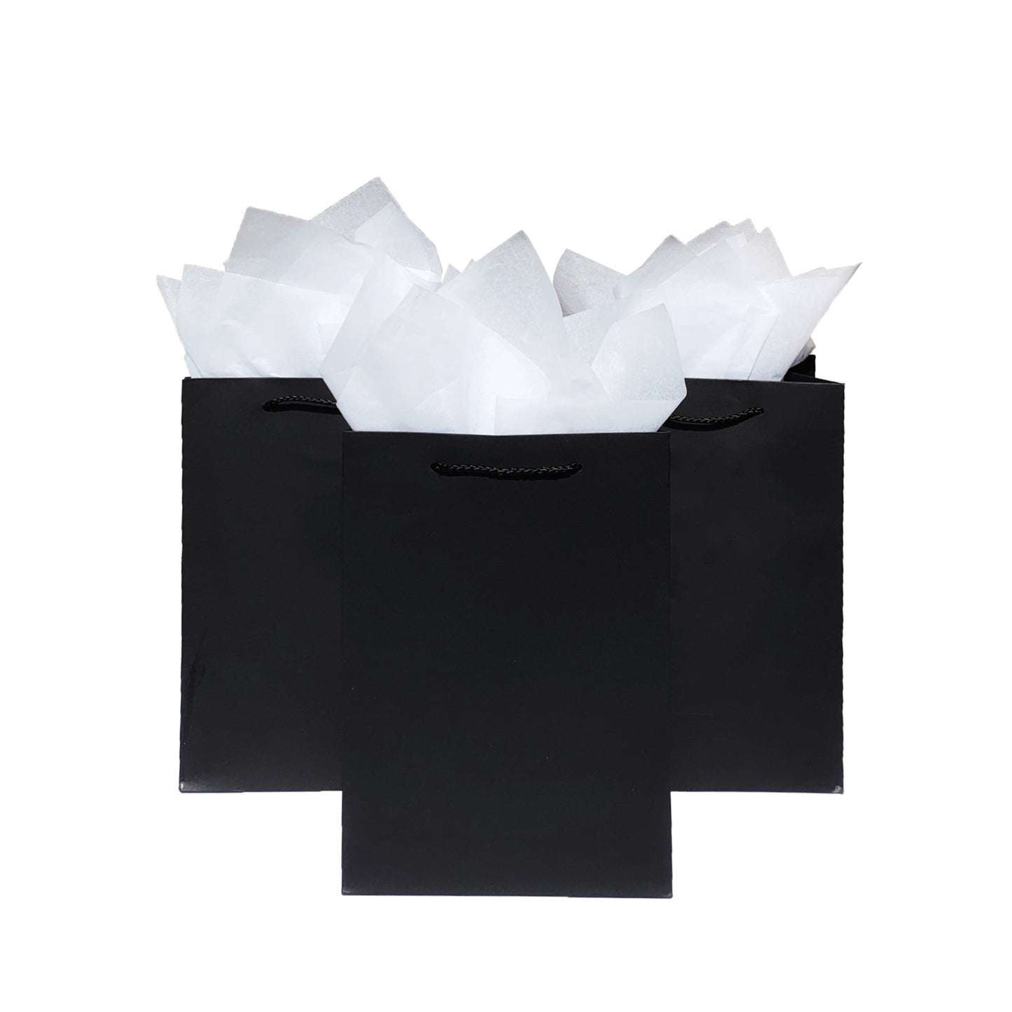 10 Pack Luxury Black Gift Bags with Tissue Paper