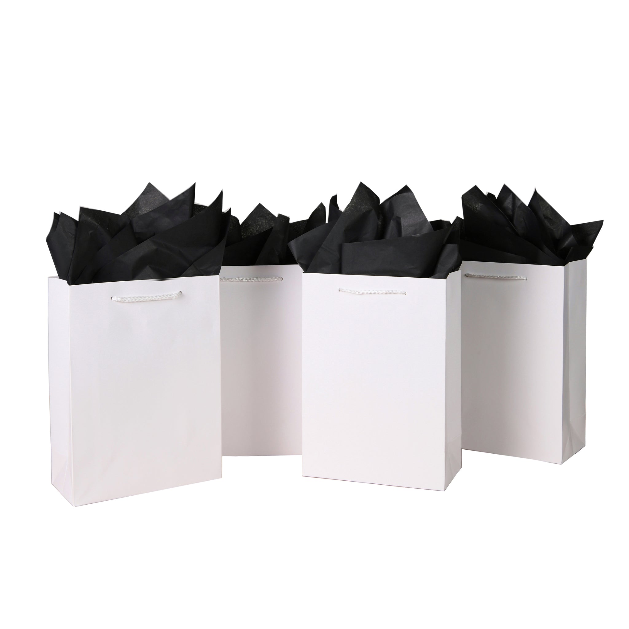 500 Pcs Medium White Gift Bags 8x4x11 Inches