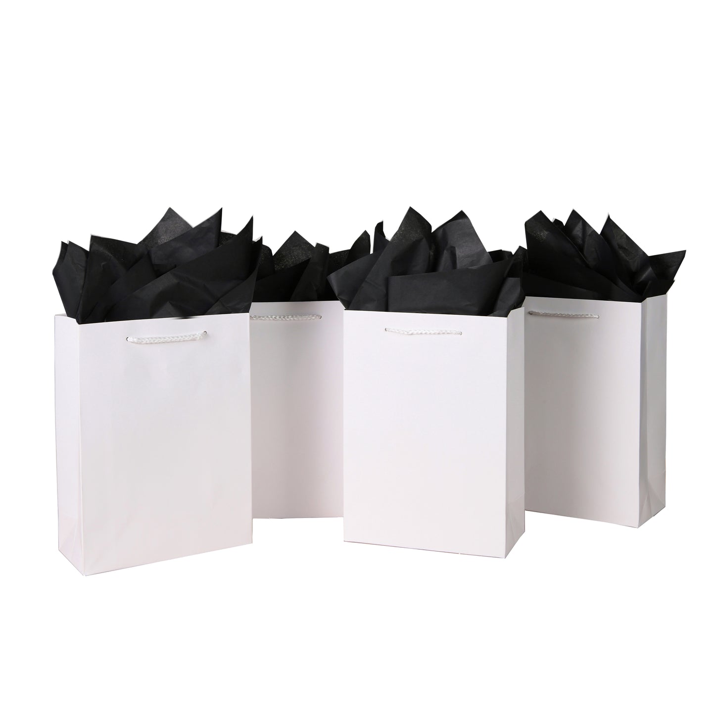 10 Pack White Gift Bags with Tissue Paper