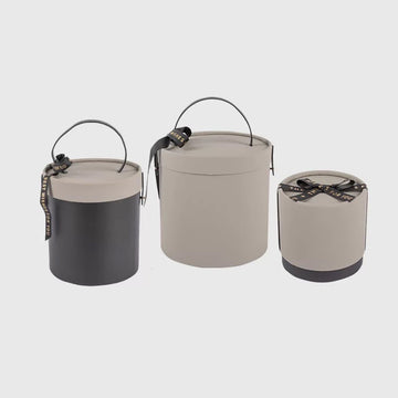 3 Pack Round Grey Gift Box with Lids