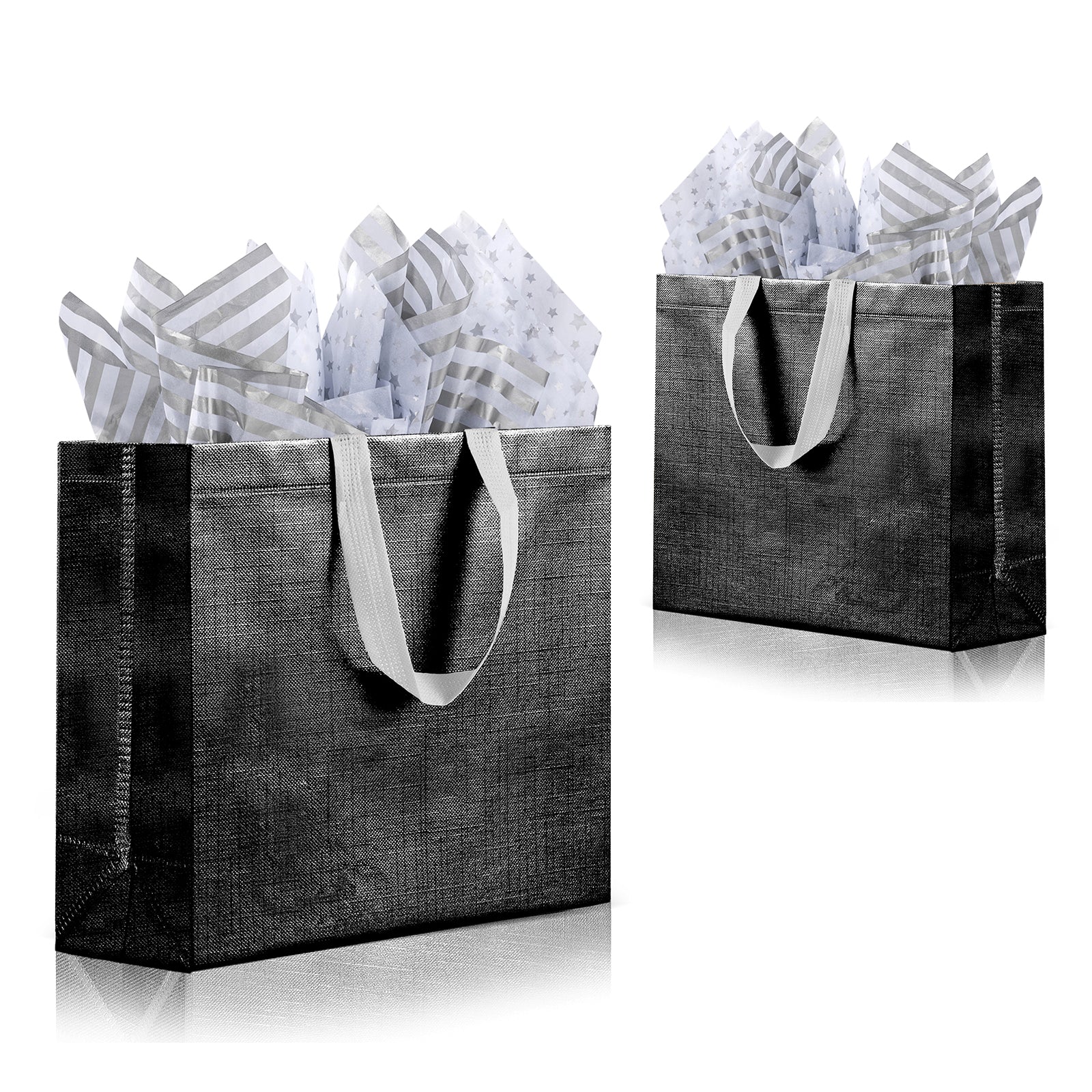 Black Reusable Gift Bags with Tissue Paper